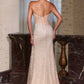 Crystal Embellished High Slit Gown By Ladivine CD404 - Women Evening Formal Gown - Special Occasion