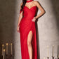 Soft Pleated Chiffon Sheath Gown By Ladivine CD406 - Women Evening Formal Gown - Special Occasion