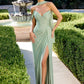 Soft Pleated Chiffon Sheath Gown By Ladivine CD406 - Women Evening Formal Gown - Special Occasion