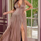 Halter Neckline A-Line Gown By Ladivine CD412 - Women Evening Formal Gown - Special Occasion/Curves