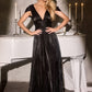 Deep V-Neckline A-Line Gown By Ladivine CD413 - Women Evening Formal Gown - Special Occasion/Curves