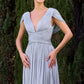 Deep V-Neckline A-Line Gown By Ladivine CD413 - Women Evening Formal Gown - Special Occasion/Curves