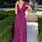 Deep V-Neckline A-Line Gown By Ladivine CD413 - Women Evening Formal Gown - Special Occasion/Curves