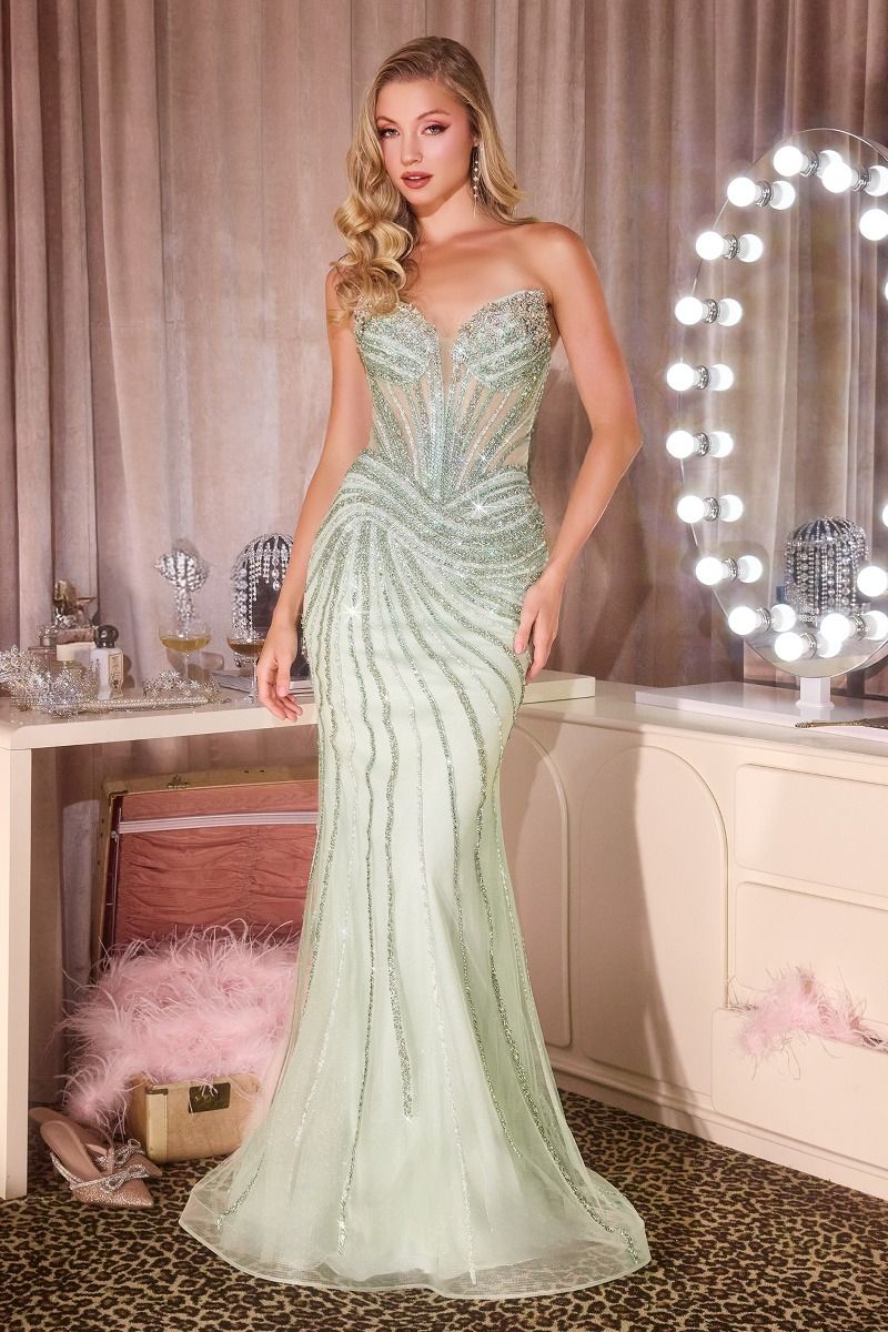 Strapless Sweetheart Neckline Gown By Ladivine CD660 - Women Evening Formal Gown - Special Occasion