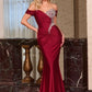 Satin Off Shoulder Neckline Gown By Ladivine CD667 - Women Evening Formal Gown - Special Occasion/Curves