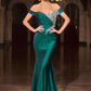 Satin Off Shoulder Neckline Gown By Ladivine CD667 - Women Evening Formal Gown - Special Occasion/Curves