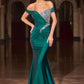Satin Off Shoulder Neckline Gown By Ladivine CD667 - Women Evening Formal Gown - Special Occasion/Curves