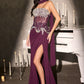 Sheer Corset Bodice Leg Slit Gown By Ladivine CD669 - Women Evening Formal Gown - Special Occasion
