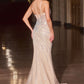 One Shoulder Beadwork Leg Slit Gown By Ladivine CD677 - Women Evening Formal Gown - Special Occasion