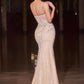 Sequin Beadwork Plunging Neckline Gown By Ladivine CD681 - Women Evening Formal Gown - Special Occasion