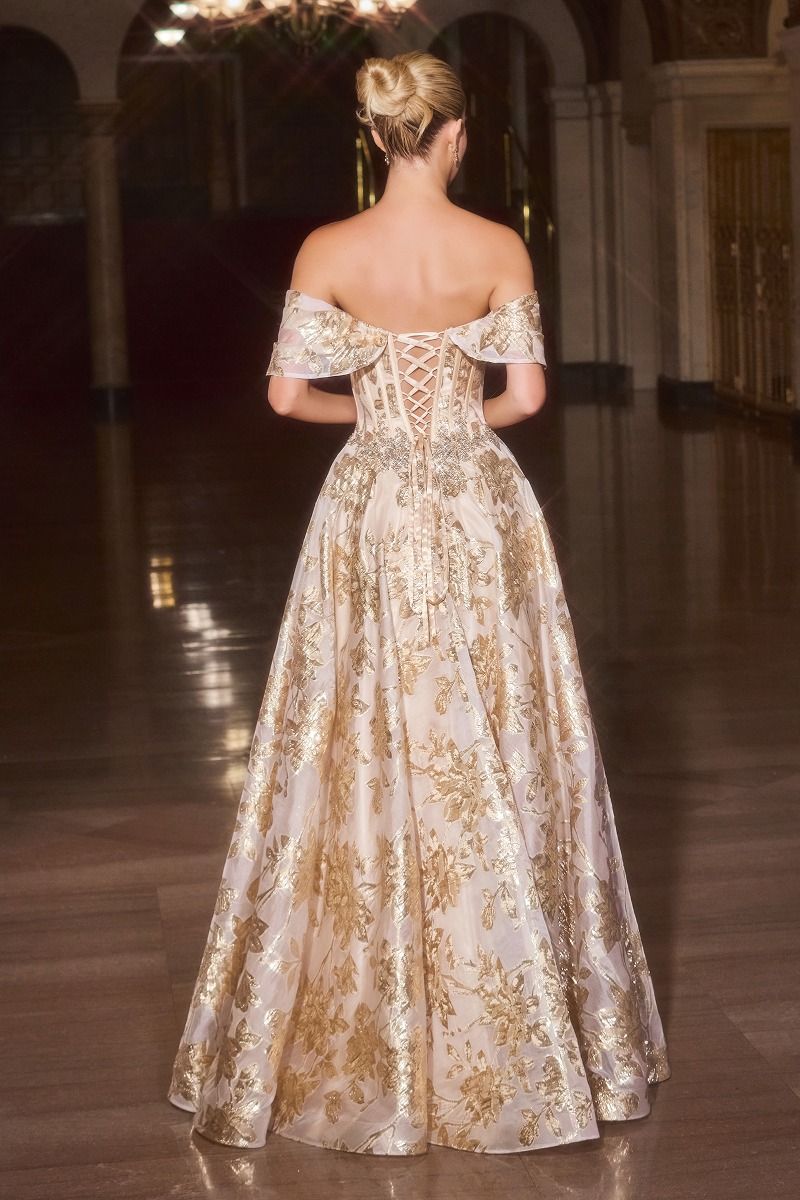 Off Shoulder A-Line Gown By Ladivine CD682 - Women Evening Formal Gown - Special Occasion