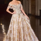 Off Shoulder A-Line Gown By Ladivine CD682 - Women Evening Formal Gown - Special Occasion