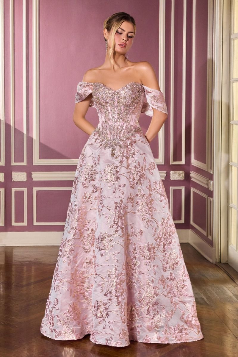 Off Shoulder A-Line Gown By Ladivine CD682 - Women Evening Formal Gown - Special Occasion
