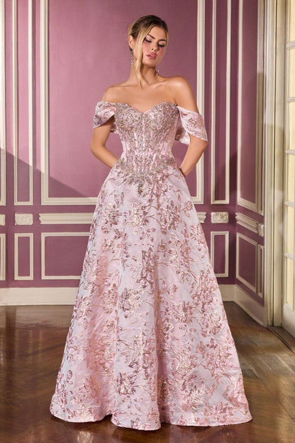 Off Shoulder A-Line Gown By Ladivine CD682 - Women Evening Formal Gown - Special Occasion