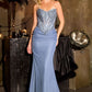 Strapless Sheer Corset Sheath Gown By Ladivine CD683 - Women Evening Formal Gown - Special Occasion