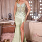 Beaded Sweetheart High Slit Gown By Ladivine CD686 - Women Evening Formal Gown - Special Occasion