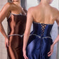 Satin Crystal-Trimmed Bodice Gown By Ladivine CD687 - Women Evening Formal Gown - Special Occasion