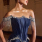 Off Shoulder Crystal Embellishment Gown By Ladivine CD688 - Women Evening Formal Gown - Special Occasion/Curves