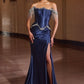 Off Shoulder Crystal Embellishment Gown By Ladivine CD688 - Women Evening Formal Gown - Special Occasion/Curves