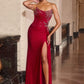 Asymmetrical Strapless Neckline Gown By Ladivine CD689 - Women Evening Formal Gown - Special Occasion