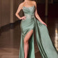 Asymmetrical Strapless Neckline Gown By Ladivine CD689 - Women Evening Formal Gown - Special Occasion