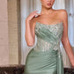 Asymmetrical Strapless Neckline Gown By Ladivine CD689 - Women Evening Formal Gown - Special Occasion