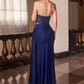 Asymmetrical Strapless Neckline Gown By Ladivine CD689 - Women Evening Formal Gown - Special Occasion