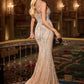 Sequin Plunging Neckline Gown By Ladivine CD719 - Women Evening Formal Gown - Special Occasion