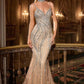 Sequin Plunging Neckline Gown By Ladivine CD719 - Women Evening Formal Gown - Special Occasion