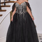 Off Shoulder Sweetheart Neckline Gown By Ladivine CD721C - Women Evening Formal Gown - Curves