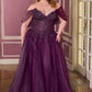 Off Shoulder Sweetheart Neckline Gown By Ladivine CD721C - Women Evening Formal Gown - Curves
