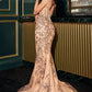 Sequin Plunging Neckline Gown By Ladivine CD723 - Women Evening Formal Gown - Special Occasion