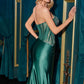 Satin Scoop Neckline Leg Slit Gown By Ladivine CD725 - Women Evening Formal Gown - Special Occasion