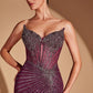 Strapless V-Neckline Leg Slit Gown By Ladivine CD727 - Women Evening Formal Gown - Special Occasion
