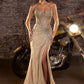Strapless V-Neckline Leg Slit Gown By Ladivine CD727 - Women Evening Formal Gown - Special Occasion