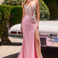Strapless V-Neckline Leg Slit Gown By Ladivine CD727 - Women Evening Formal Gown - Special Occasion
