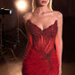 Strapless V-Neckline Leg Slit Gown By Ladivine CD727 - Women Evening Formal Gown - Special Occasion