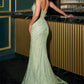 Strapless V-Neckline Leg Slit Gown By Ladivine CD727 - Women Evening Formal Gown - Special Occasion