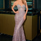 Glitter Strapless Plunging Neckline Gown By Ladivine CD728 - Women Evening Formal Gown - Special Occasion