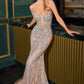 Glitter Strapless Plunging Neckline Gown By Ladivine CD728 - Women Evening Formal Gown - Special Occasion