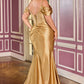 Thin Straps Deep V-Neckline Gown By Ladivine CD729C - Women Evening Formal Gown - Curves
