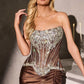 Embellished Boned Corset Sheath Gown By Ladivine CD733 - Women Evening Formal Gown - Special Occasion