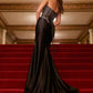 Crystal Strapless Satin Leg Slit Gown By Ladivine CD736 - Women Evening Formal Gown - Special Occasion
