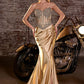 Crystal Strapless Satin Leg Slit Gown By Ladivine CD736 - Women Evening Formal Gown - Special Occasion