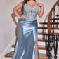 Sweetheart Neckline Leg Slit Gown By Ladivine CD736C - Women Evening Formal Gown - Curves