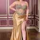 Sweetheart Neckline Leg Slit Gown By Ladivine CD736C - Women Evening Formal Gown - Curves