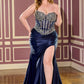 Sweetheart Neckline Leg Slit Gown By Ladivine CD736C - Women Evening Formal Gown - Curves
