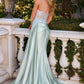 Satin Embellished Plunging Neckline Gown By Ladivine CD742 - Women Evening Formal Gown - Special Occasion