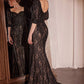 Embellished Queen Anne Neckline Gown By Ladivine CD749 - Women Evening Formal Gown - Special Occasion/Curves