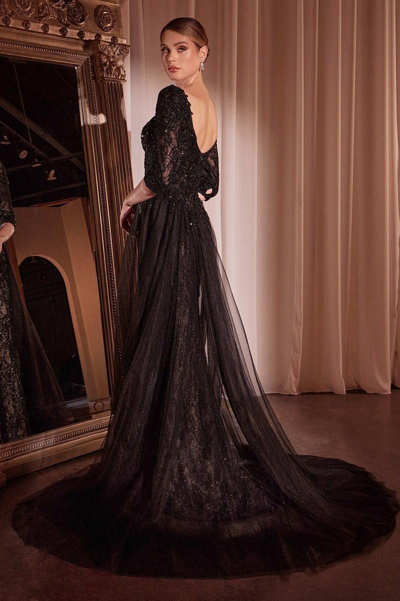 Embellished Queen Anne Neckline Gown by Ladivine CD749 - Women Evening Formal Gown - Special Occasion/Curves Black-Nude / 8 Embellished Queen Anne Neckline Gown by Ladivine CD749 - Women Evening Formal Gown - Special Occasion/Curves Black-Nude / 8